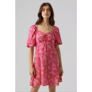 Vero Moda Floral Sweetheart Neck Mini Dress Size S